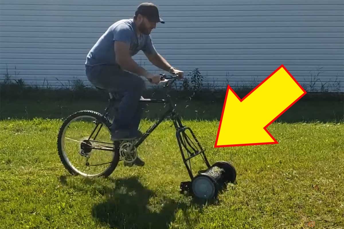 なんとかラクに芝刈りが出来ないかと、自転車と芝刈り機を合体した動画に視聴者から反響