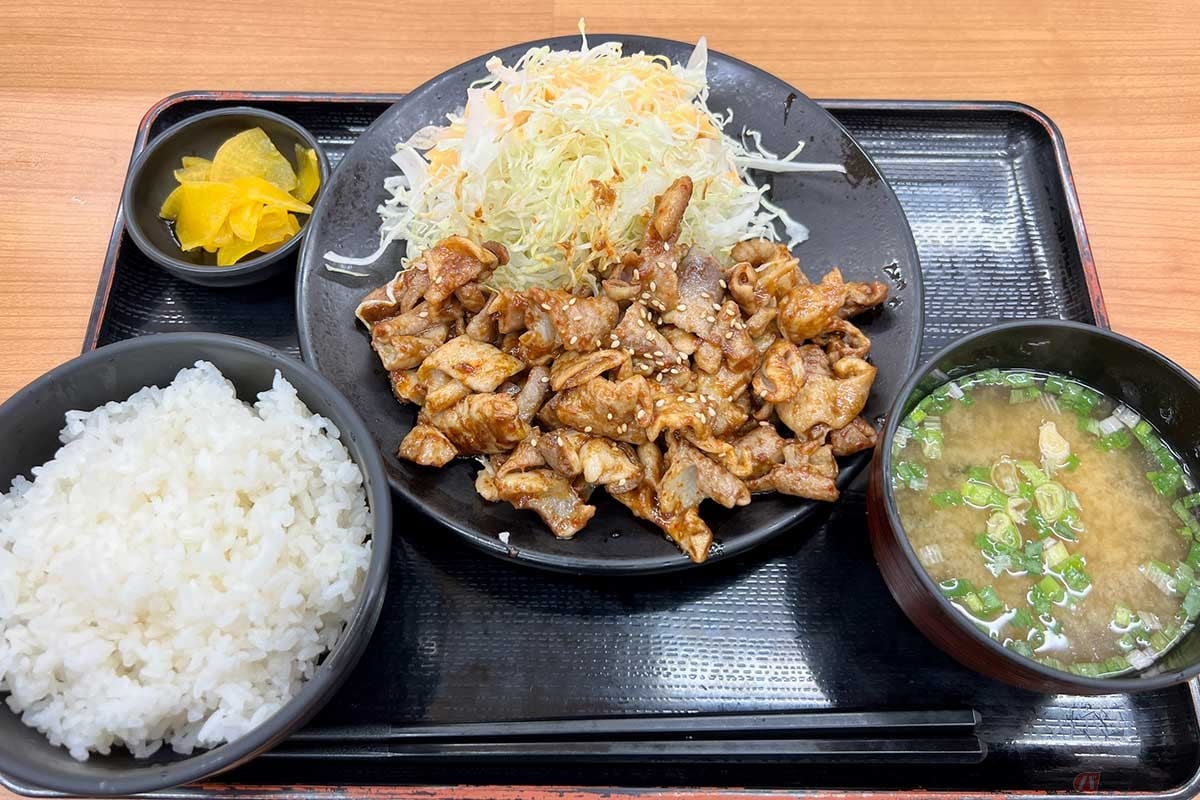 東北道「鶴巣PA」(下り)で「鶴巣ホルモン焼き定食」(1100円)に出会った。柔らかいホルモンは濃い目の味付けでご飯がススム