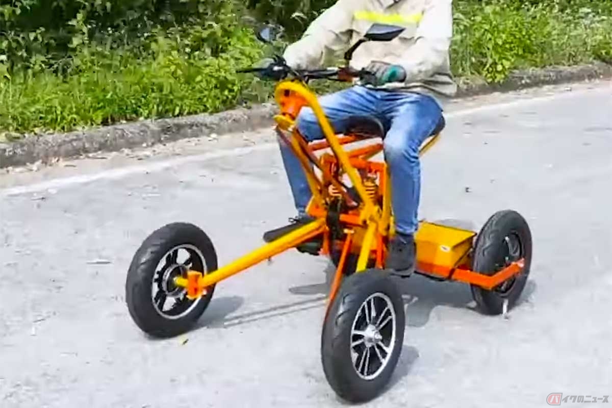スクラップから4輪電動バイクをDIYしてしまった動画に反響