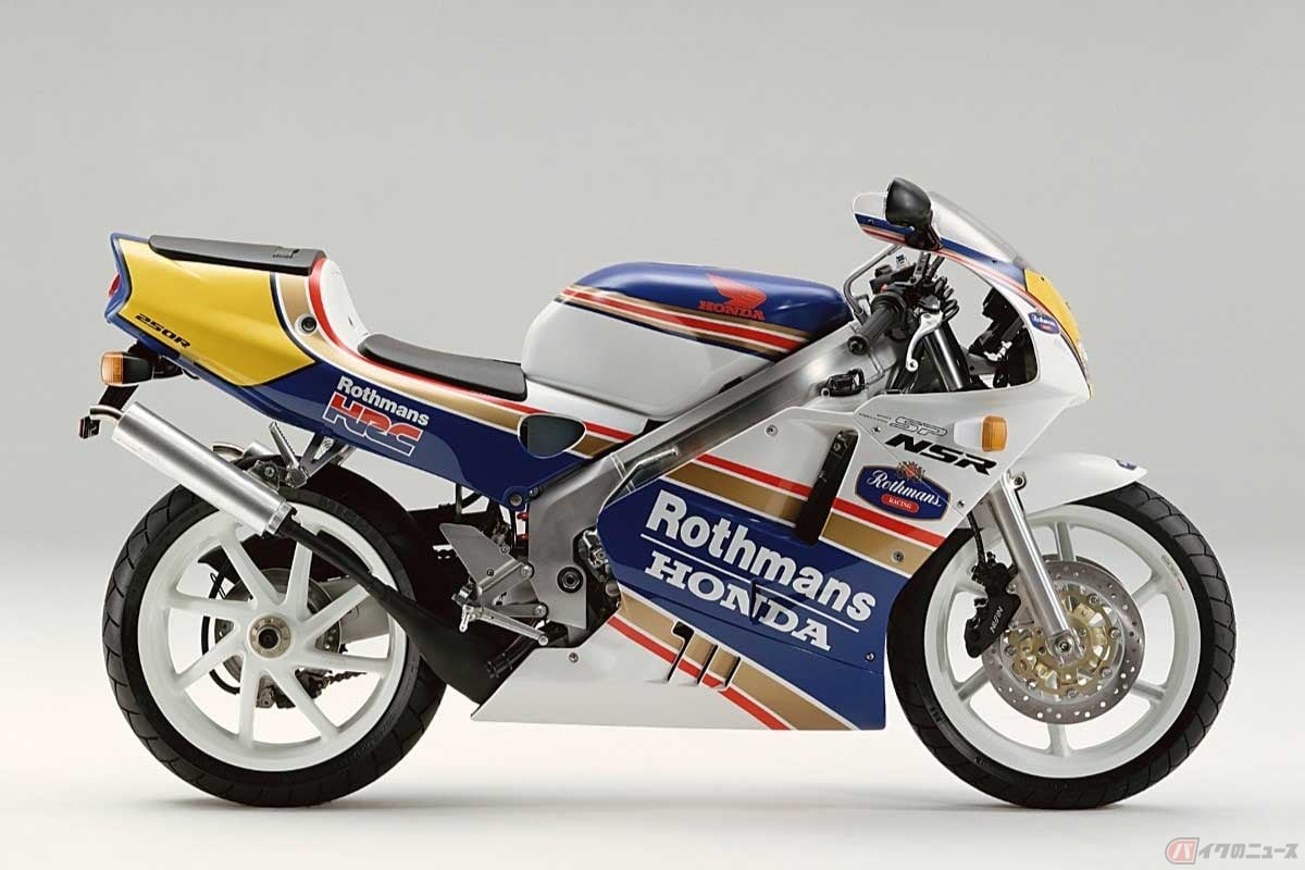 プロアーム(片持ちスイングアーム)を採用したホンダ「NSR250R」。画像は1993年発売のMC28型「NSR250R SP」