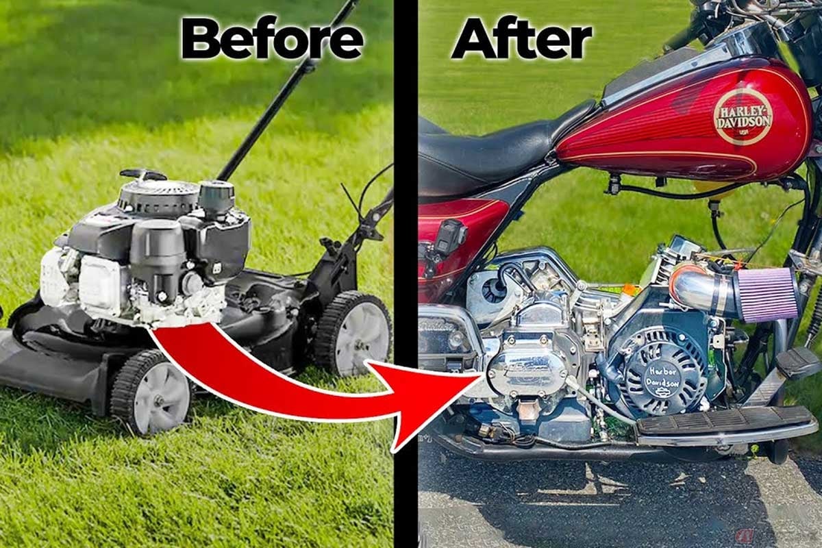 ハーレーの大排気量Vツインエンジンを小排気量の汎用エンジンにスワップしてしまった魔改造動画に反響