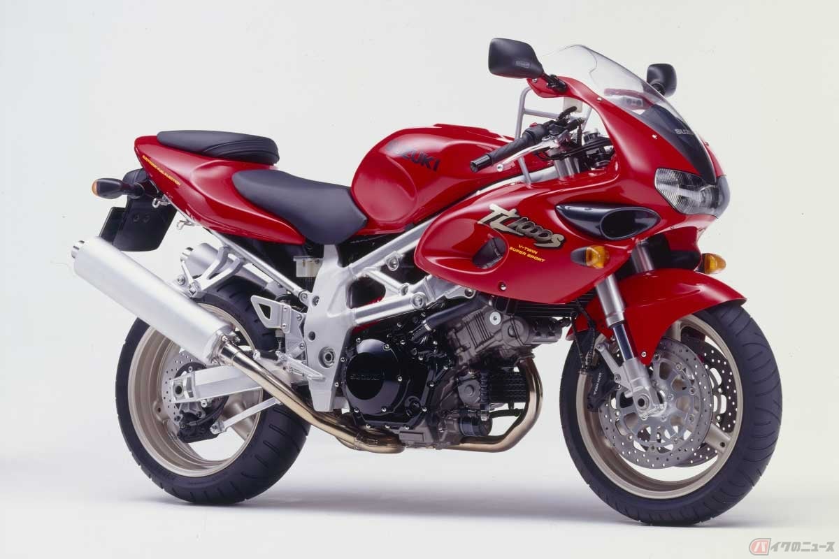 スズキ「TL1000S」(1997年)は「オールアルミ製のトラス構造ダイヤモンドフレーム」と表記