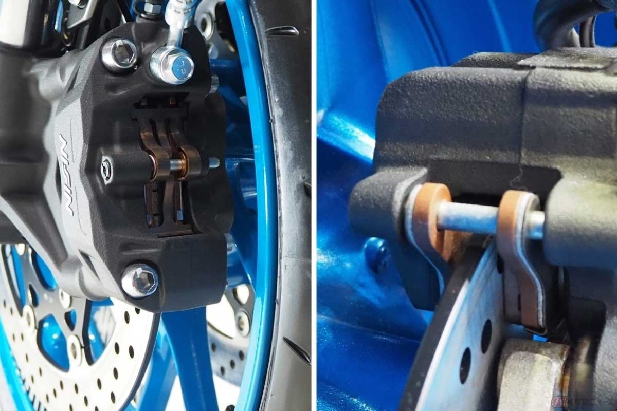 ブレーキパッドの残量チェックと、押し引きしてブレーキをかけて効き具合も確認