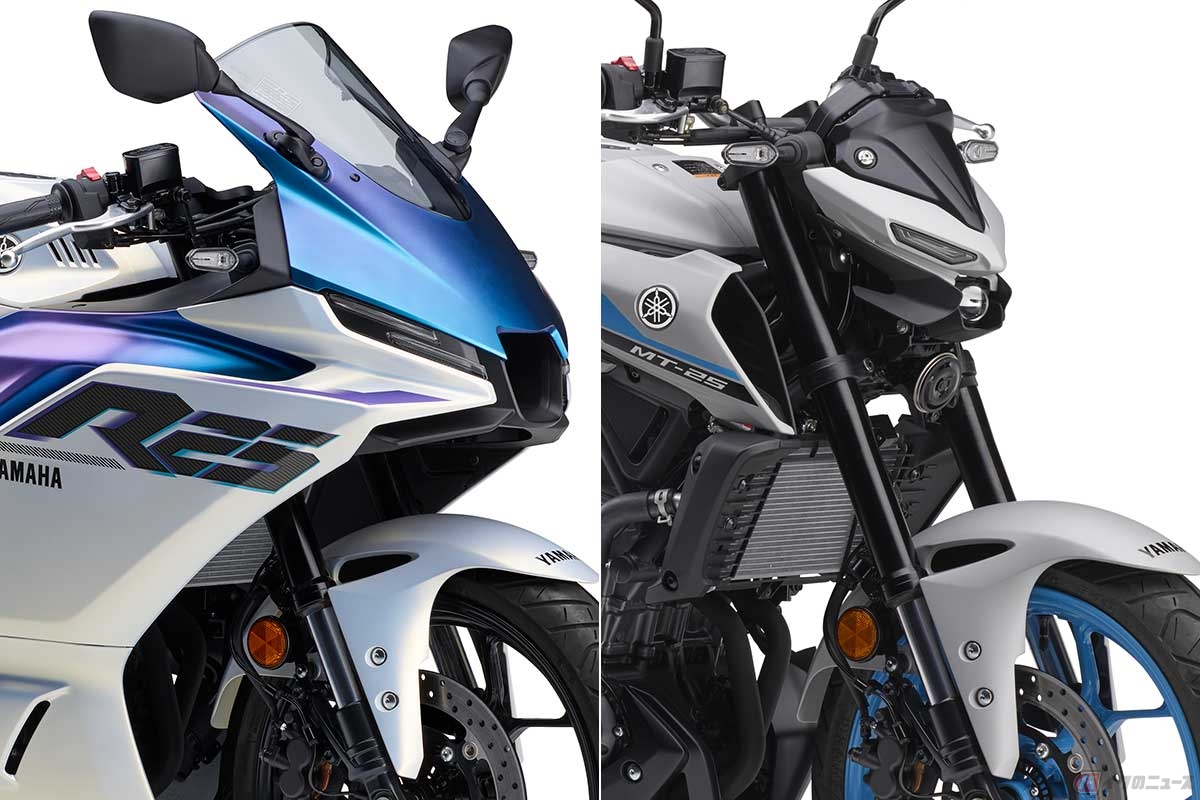 ヤマハ「YZF-R25」(左)と「MT-25」(右)