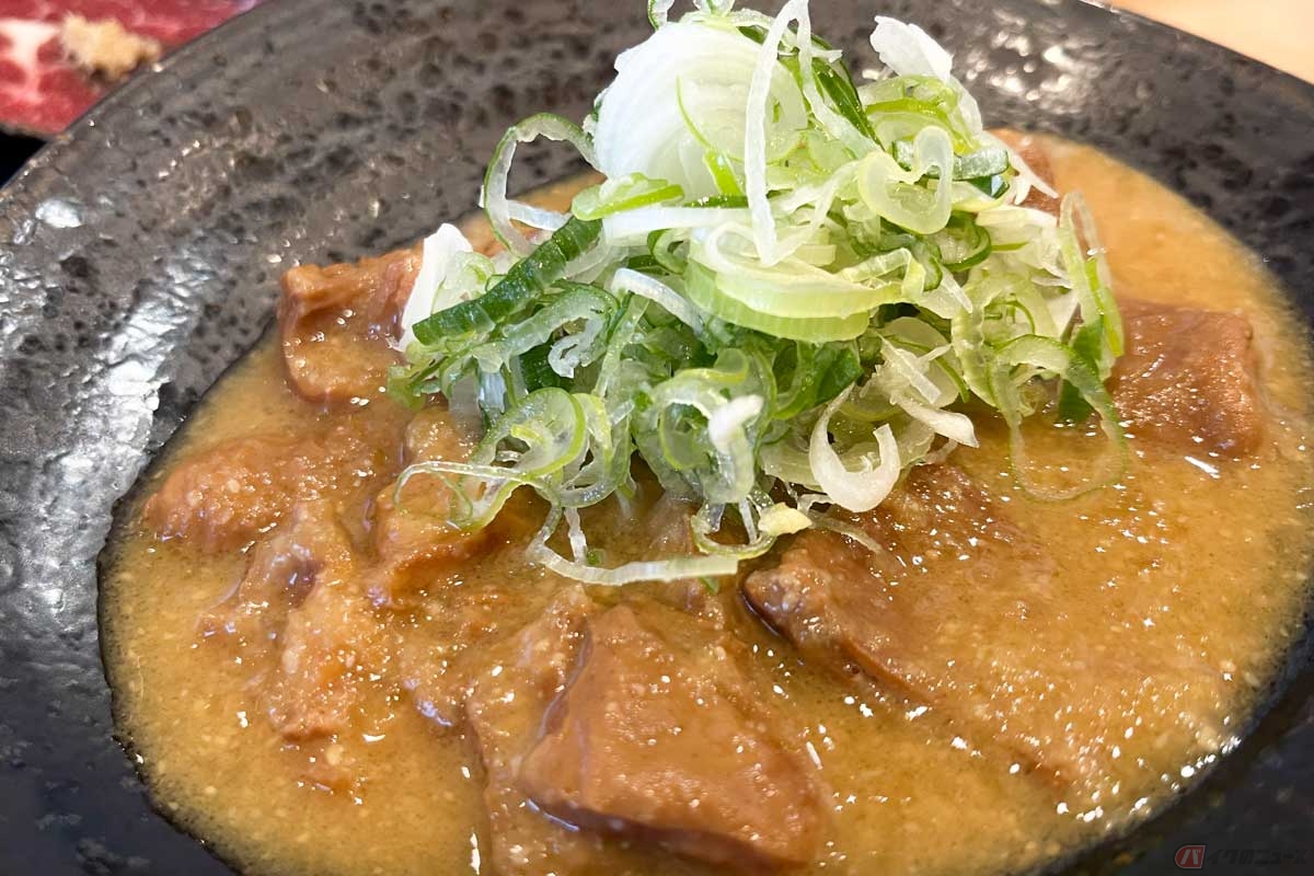 「馬ホルモン煮込みマルミヤ」の看板メニュー、店名にもなっている「馬ホルモン煮込み」