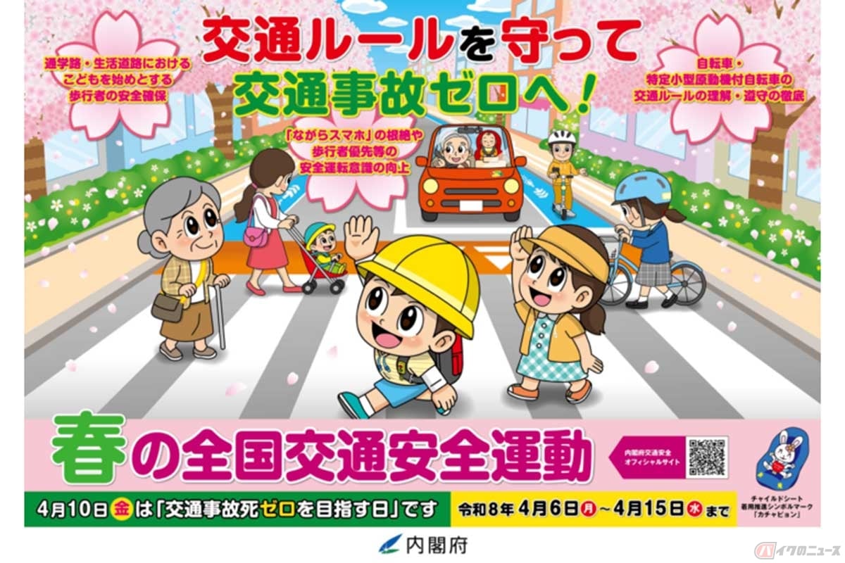 2026年も「春の全国交通安全運動」実施。期間は4月6日から4月15日まで(内閣府)
