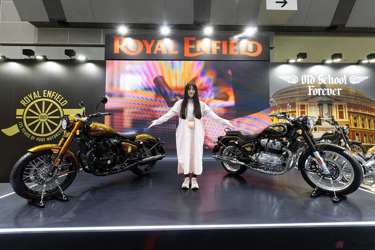 「東京モーターサイクルショー2026」で披露されたロイヤルエンフィールドの特別な2台と、バイク女子の高梨はづきさん