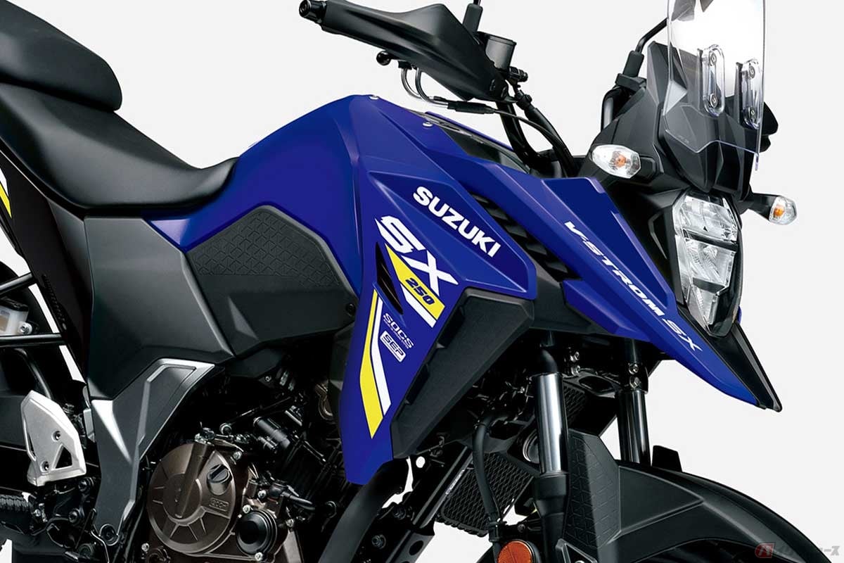 スズキ「V-STROM250SX」カラー:パールフレッシュブルー/グラススパークルブラック