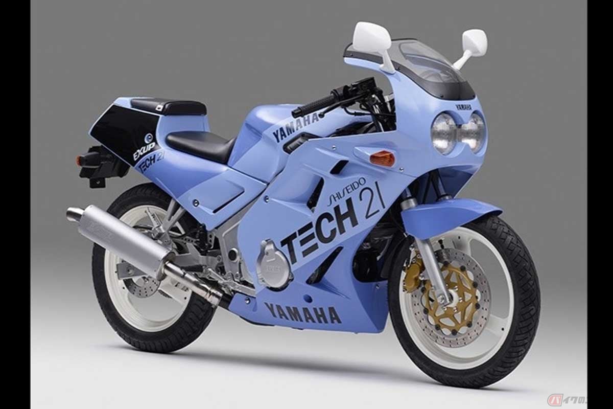 資生堂の男性化粧品のブランド「TECH21(テック・トゥーワン)」のカラーを纏った「FZR250」(1988年)