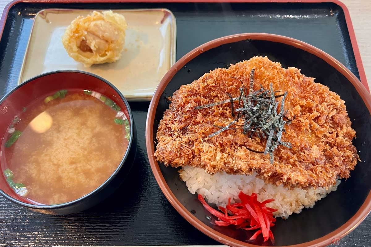 圏央道「狭山PA」(外回り)で、久しぶりに味わった「わらじカツ丼(みそ汁付)」(900円)は、肉の薄さには驚いたがタレが染み渡る独特の味と食感を思い出し、ちょっと懐かしさを感じた。トッピングの「味付煮卵天」(230円)も大正解