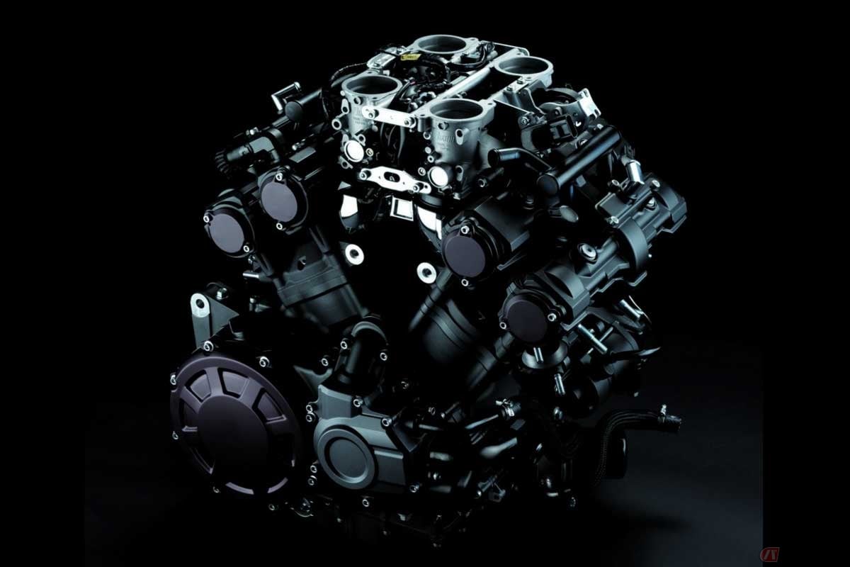 ヤマハ「VMAX」（2008年発売の1700ccモデル）が搭載するV型4気筒エンジンは最高出力200psを発揮