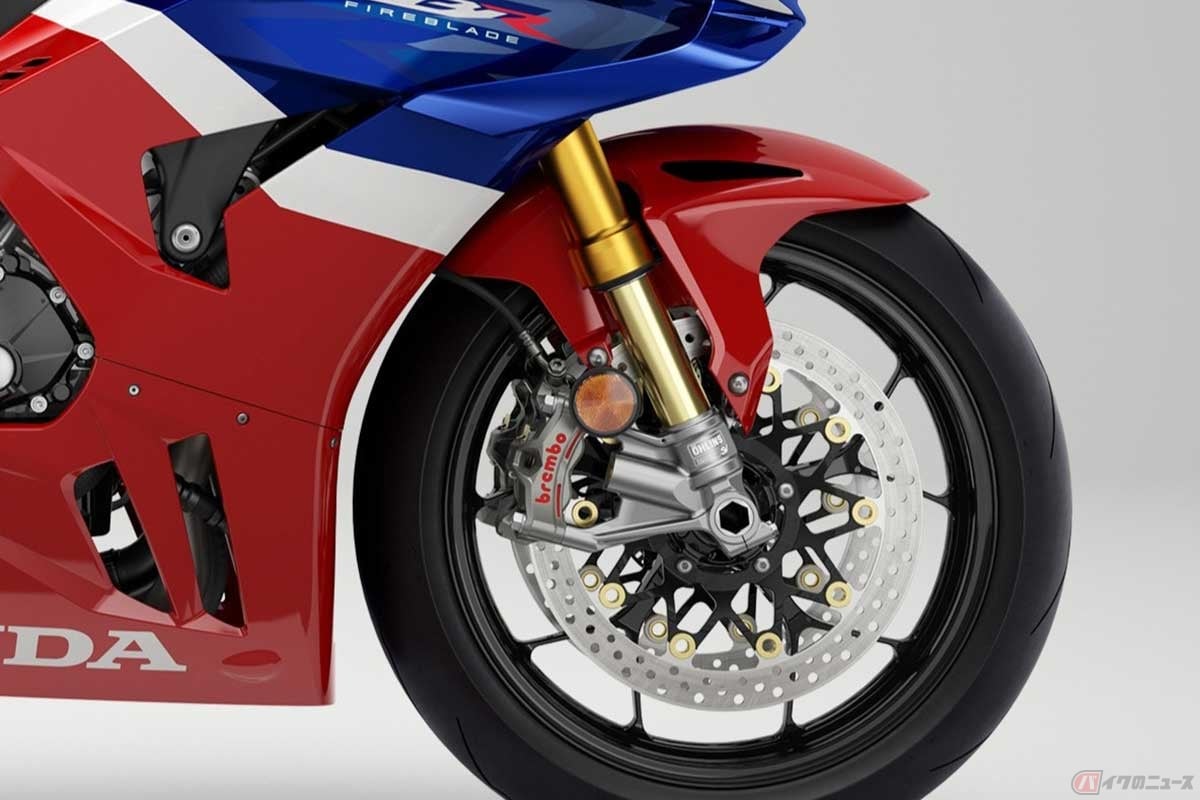 チタンコーティングを施したゴールドのインナーチューブがかっこいいホンダ「CBR1000RR-R FIREBLADE SP」のオーリンズ製倒立式フロントフォーク