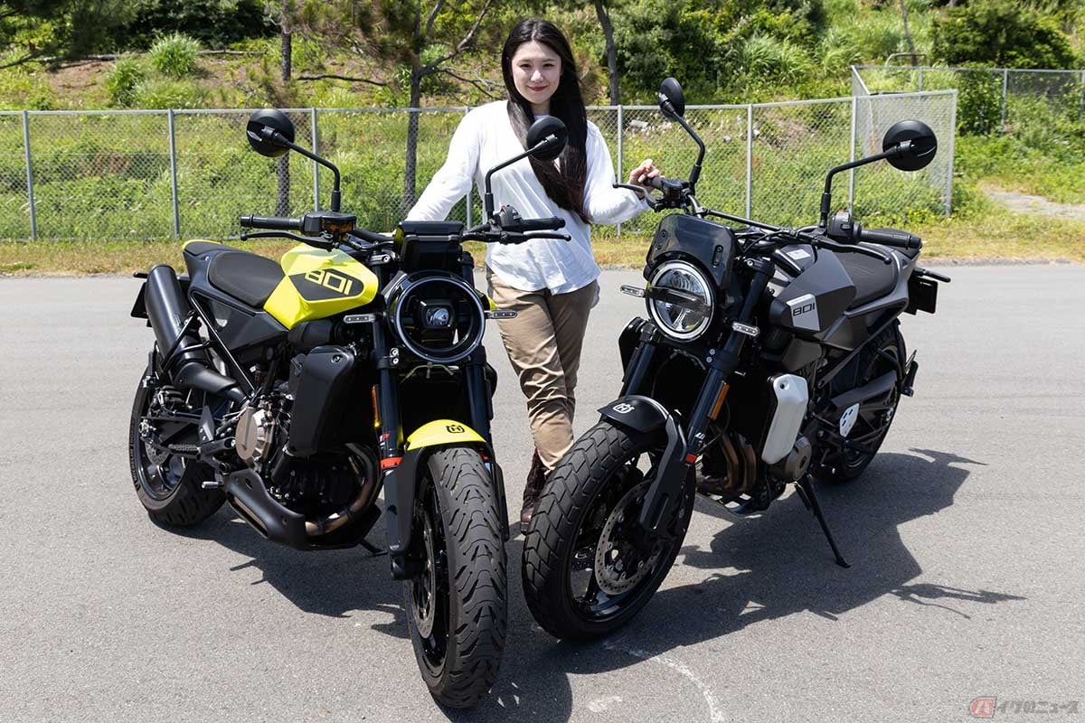 ハスクバーナの兄弟モデル「Vitpilen 801」と「Svartpilen 801」をじっくり比較する、バイク女子の高梨はづきさん。あなたならどっちを選ぶ?